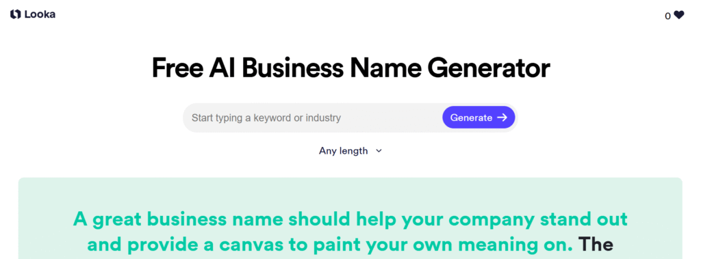 Business Name Generator by Looka