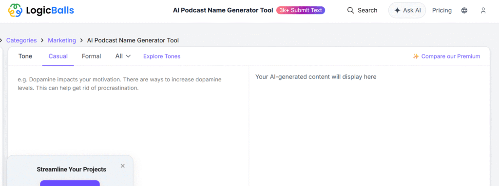 LogicBalls Podcast Name Generator
